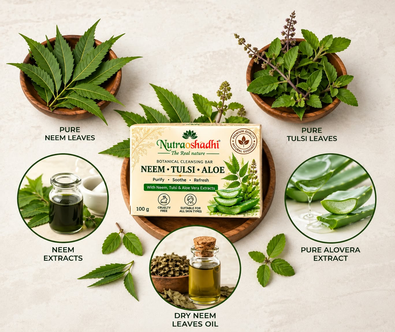 NEEM TULSI & ALOE SOAP ( PACK OF 5 )